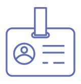 icono lineal, carnet de médico, color violeta