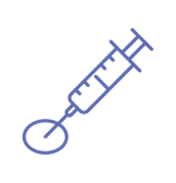 icono lineal, jeringa punzando levemente, color violeta